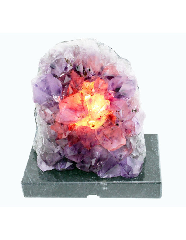 Amethyst-Kristalllampe mit Marmorsockel
