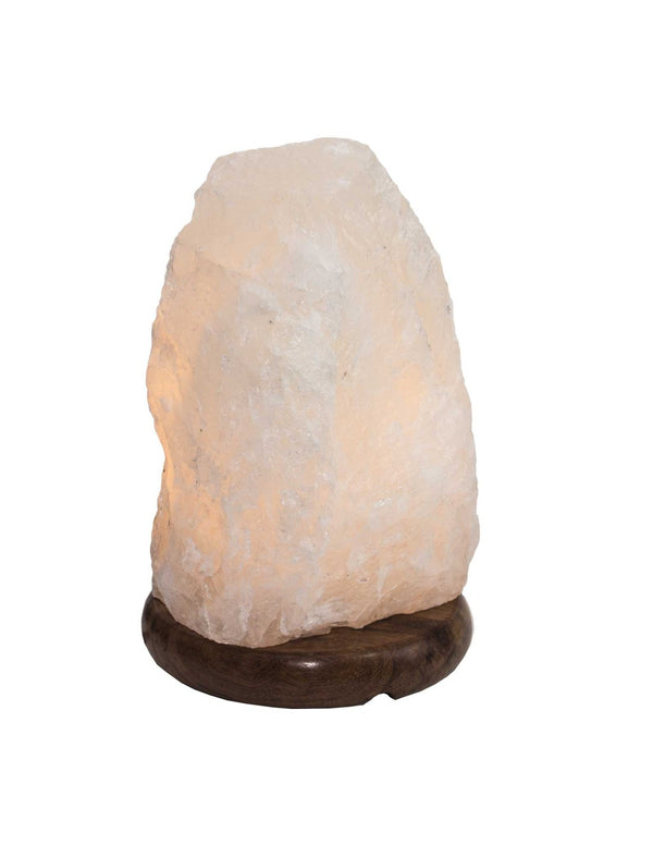 Bergkristall - Lampe mit Holzsockel