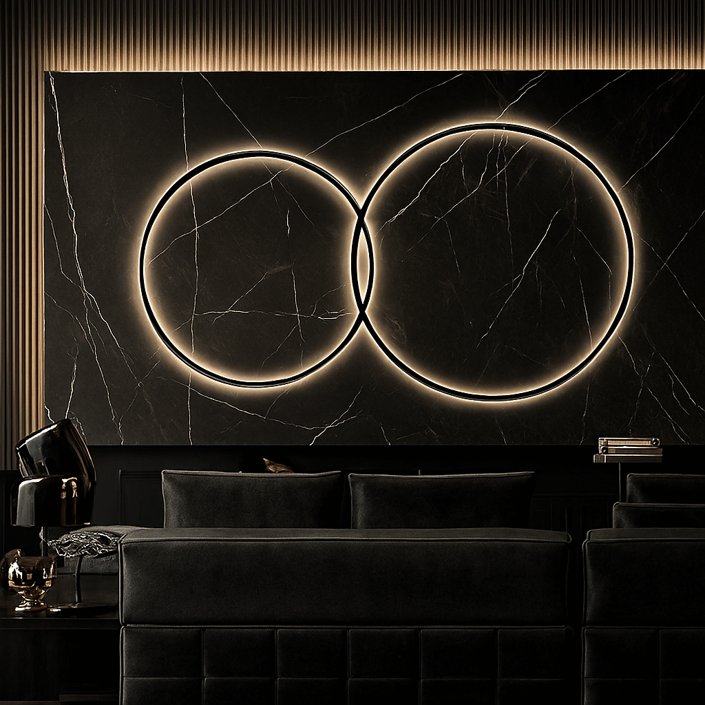 Lifestyle-Foto LED Ring Wandlampe, modernes Interior